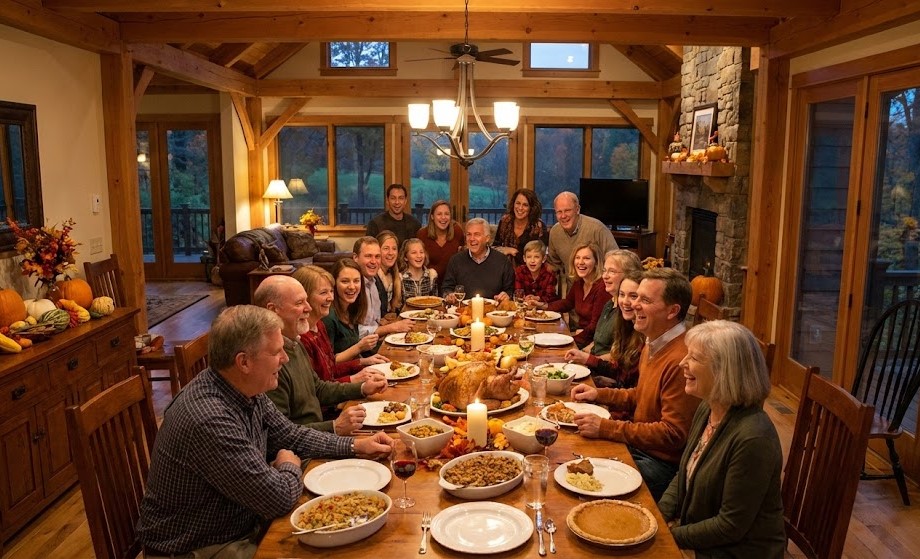 thanksgivingde bir araya gelen amerikan ailesi